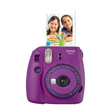 Fujifilm Instax Mini 9 Instant Camera (Purple) - Fujifilm Instax Mini Instant Film, Twin Pack - Mini Rainbow Film - Case for Camera – Accessory Bundle