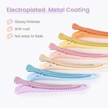 AIMIKE Hair Styling Clips Set - 12pcs Macaron No Crease Alligator Sectioning Clips with Silicone Ban...