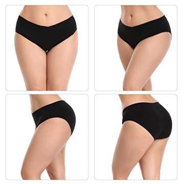 HOFISH Women's Maternity Under Bump Pregnancy Cotton Panties Assorted Colors 6 Pack Large