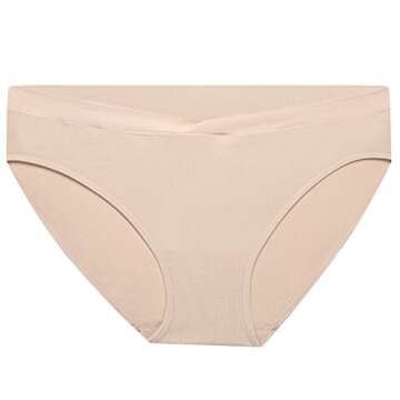 HOFISH Women's Maternity Under Bump Pregnancy Cotton Panties Assorted Colors 6 Pack Large