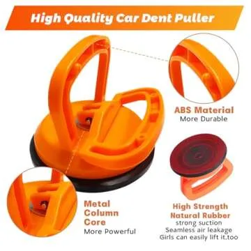 Dent Puller,3 PCS Car Dent Puller,Powerful Car Dent Remover, Paintless Dent Removal Kit, Different Sizes Car Dent Remover Tools for Car Dent Repair, Glass, Screen and Objects Moving (Black+Orange)