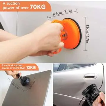 Dent Puller,3 PCS Car Dent Puller,Powerful Car Dent Remover, Paintless Dent Removal Kit, Different Sizes Car Dent Remover Tools for Car Dent Repair, Glass, Screen and Objects Moving (Black+Orange)