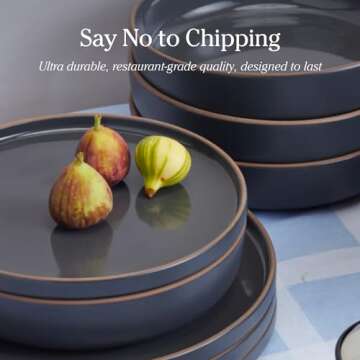 Our Place Dinner Bowls - Set of Four 8.5" Handcrafted Ceramic Bowls | Half-Plate, Half-Bowl Design for Pasta, Salads, & More | Chip-Resistant, Restaurant-Grade, Stackable | Char