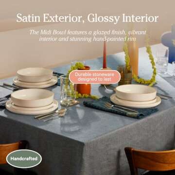 Our Place Dinner Bowls - Set of Four 8.5" Handcrafted Ceramic Bowls | Half-Plate, Half-Bowl Design for Pasta, Salads, & More | Chip-Resistant, Restaurant-Grade, Stackable | Char