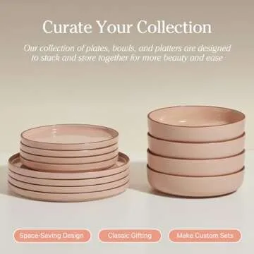 Our Place Dinner Bowls - Set of Four 8.5" Handcrafted Ceramic Bowls | Half-Plate, Half-Bowl Design for Pasta, Salads, & More | Chip-Resistant, Restaurant-Grade, Stackable | Char