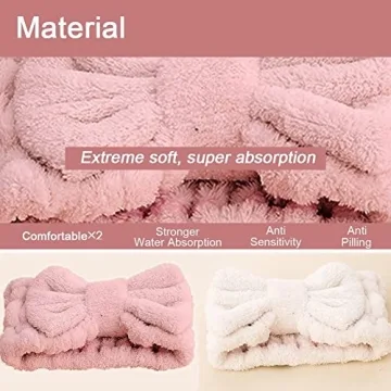Jseng Microfiber Bowtie Headbands for Women - Soft & Absorbent