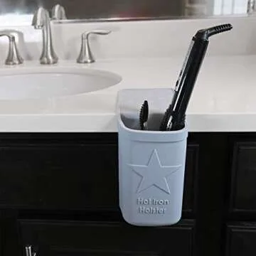 Hot Iron Holster | Adhesive-Free Silicone Storage Pocket for Organization and Travel | Heat Resistant to 500°F | Ideal for Curling Irons, Hair Straighteners, and Other Hot Tools | Stone