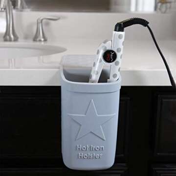 Hot Iron Holster | Adhesive-Free Silicone Storage Pocket for Organization and Travel | Heat Resistant to 500°F | Ideal for Curling Irons, Hair Straighteners, and Other Hot Tools | Stone