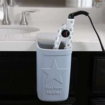 Hot Iron Holster | Adhesive-Free Silicone Storage Pocket for Organization and Travel | Heat Resistant to 500°F | Ideal for Curling Irons, Hair Straighteners, and Other Hot Tools | Stone