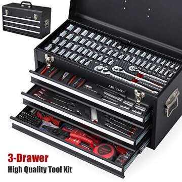 ARUCMIN 438-Piece Mechanics Tool Set with 3-Drawer Box