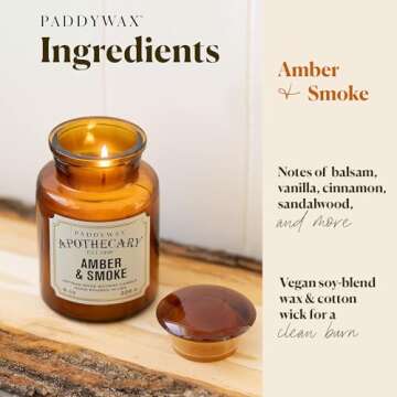 Paddywax Scented Candles Artisan Apothecary Candle, 8-Ounce, Amber & Smoke
