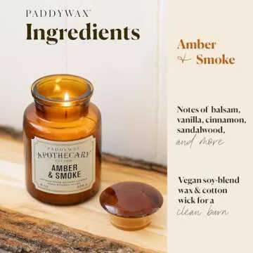 Paddywax Scented Candles Artisan Apothecary Candle, 8-Ounce, Amber & Smoke