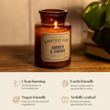 Paddywax Scented Candles Artisan Apothecary Candle, 8-Ounce, Amber & Smoke