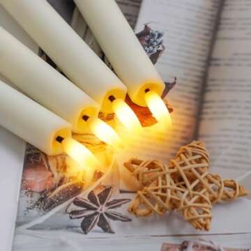 Yeelida Battery Operated Flameless Taper Candles with Two Remote Timer, 6.4" LED 3D-Wick Window Cand...