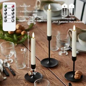 Yeelida 6.4" Flameless Taper Candles with Remotes