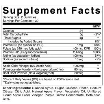 Vitamatic Apple Cider Vinegar Gummies - 1000mg per Serving - 60 Vegan Gummies - ACV Gummies for Deto...