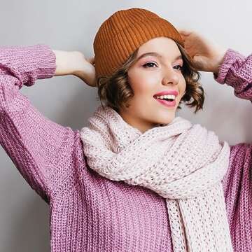 ROYBENS Swag Wool Knit Cuff Short Fisherman Beanie for Men Women, Winter Warm Hats