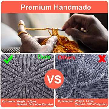 ROYBENS Swag Wool Knit Cuff Short Fisherman Beanie for Men Women, Winter Warm Hats