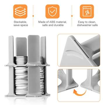 AIEVE Mason Jar Lid Organizer, 2 Pack Mason Jar Lid Storage, Canning Lid Rack for Storing Mason Jar Lids and Rings, Storage Rack Holder for Canning Compatible with Wide Mouth Mason Jar Lids