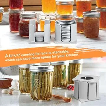 AIEVE Mason Jar Lid Organizer, 2 Pack Mason Jar Lid Storage, Canning Lid Rack for Storing Mason Jar Lids and Rings, Storage Rack Holder for Canning Compatible with Wide Mouth Mason Jar Lids