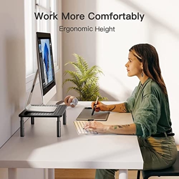 HUANUO Adjustable Monitor Stand for Ergonomic Office Setup