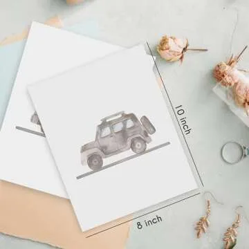 HRQKO Neutral Boys Cars Wall Art Poster Prints Set of 4, Boys Room Wall Decor, Grey Vehicle Artwork Printing Posters Wall Decor, Retro Transportation Prints for Toddler Room Playroom 8”x10” Unframed