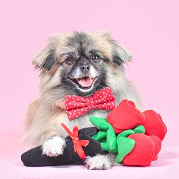 ZippyPaws Burrow, Valentine's Day Bouquet of Red Roses - Interactive Dog Toys for Boredom - Hide and Seek Dog Toys, Colorful Squeaky Dog Toys for Small & Medium Dogs, Plush Dog Puzzles