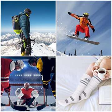 findway Ski Socks, 2/3 Pairs Snowboarding and Skiing Socks, OTC Non-Slip Cuff Winter Thermal Warm So...