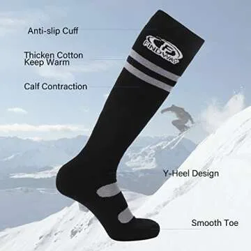 findway Ski Socks, 2/3 Pairs Snowboarding and Skiing Socks, OTC Non-Slip Cuff Winter Thermal Warm Socks for Men & Women