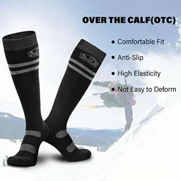 findway Ski Socks, 2/3 Pairs Snowboarding and Skiing Socks, OTC Non-Slip Cuff Winter Thermal Warm Socks for Men & Women
