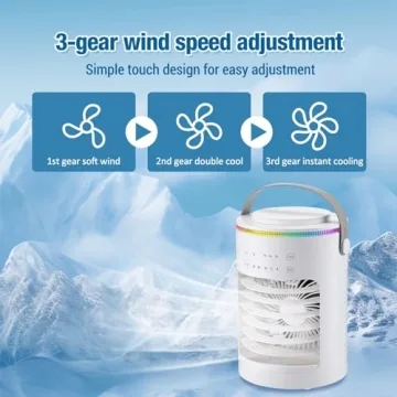 Portable Air Conditioner Fan with 3 Speeds & 5000mAh Battery