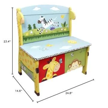 Fantasy Fields Kids Storage Bench - Safari Theme Design