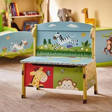 Fantasy Fields Kids Storage Bench - Safari Theme Design