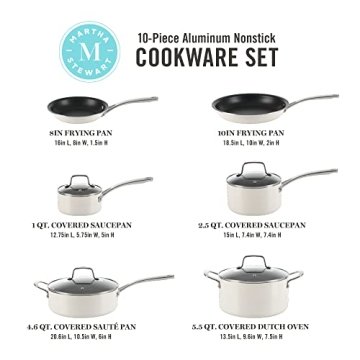 Martha Stewart Lockton Premium Nonstick Cookware Set - 10 Piece