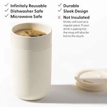 W&P Porter Ceramic Mug w/ Protective Silicone Sleeve, Charcoal 16 Ounces On-the-Go Reusable Cup for Coffee or Tea Portable Dishwasher Safe