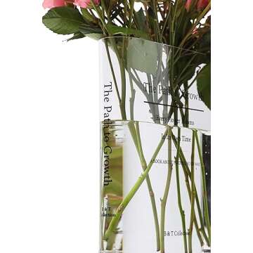 B&T Collection Clear Acrylic Book Vase for Flowers w/Inspirational Message – Modern Room Decor: Clean Girl Aesthetic Vase – Book Vase for Neutral Decor – Cute Housewarming Gift