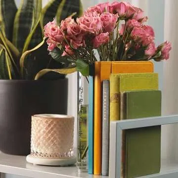 B&T Collection Clear Acrylic Book Vase for Flowers w/Inspirational Message – Modern Room Decor: Clean Girl Aesthetic Vase – Book Vase for Neutral Decor – Cute Housewarming Gift