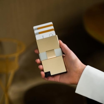 Ekster Aluminum Cardholder Wallet for Men | Metal Wallets with RFID Blocking Layer | Slim & Minimalist Aluminum Wallet with Push Button for Quick Card Access (Gold)