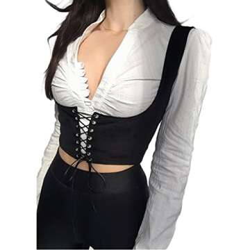 Owl's-Yard Women 's Lace Up Underbust Corset Belt Waist Training Corset Top Sexy Steampunk Bustier W...