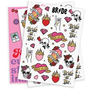xo, Fetti Bride or Die Bachelorette Temporary Tattoos - 48 Foil Styles | Til Death Do Us Party Bach ...