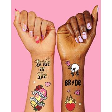 xo, Fetti Bride or Die Bachelorette Temporary Tattoos - 48 Foil Styles | Til Death Do Us Party Bach Decoration, Bridesmaid Favor, Bride to Be Gift + Bridal Shower Supplies