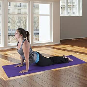 Yoga Mat - Thick Double-Sided Foam Gym and Workout Equipment - Padded Fitness Surface for Pilates wi...