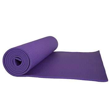 Yoga Mat - Thick Double-Sided Foam Gym and Workout Equipment - Padded Fitness Surface for Pilates with Carrying Strap by Wakeman (Purple)