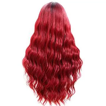 ANDRIA Ombre Red Wig with Bangs - Soft and Stylish 26 Inch