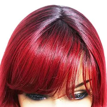 ANDRIA Ombre Red Wig with Bangs - Soft and Stylish 26 Inch