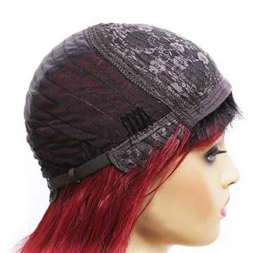 ANDRIA Ombre Red Wig with Bangs - Soft and Stylish 26 Inch