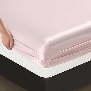 PraySummer Satin Sheets Luxury Bedding Set, Soft Silky Sheets Set with 1 Deep Pocket Fitted Shett, 1 Flat Sheet, 1 Pillowcase (Blush Pink, Twin)