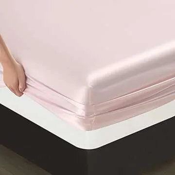 PraySummer Satin Sheets Luxury Bedding Set, Soft Silky Sheets Set with 1 Deep Pocket Fitted Shett, 1 Flat Sheet, 1 Pillowcase (Blush Pink, Twin)