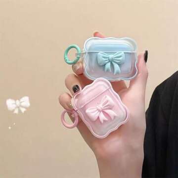 Jiarusig Compatible with Airpods Case Cover with Cleaning Kit, Cute Pink Clear TPU 3D Bow Airpod Cov...