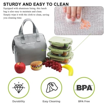 Mziart Insulated Lunch Bag Durable Stylish Lunch Tote